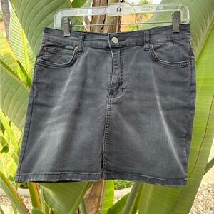 Billabong Distressed Black Denim Jean Mini Skirt Surfer Beach Rock and Roll